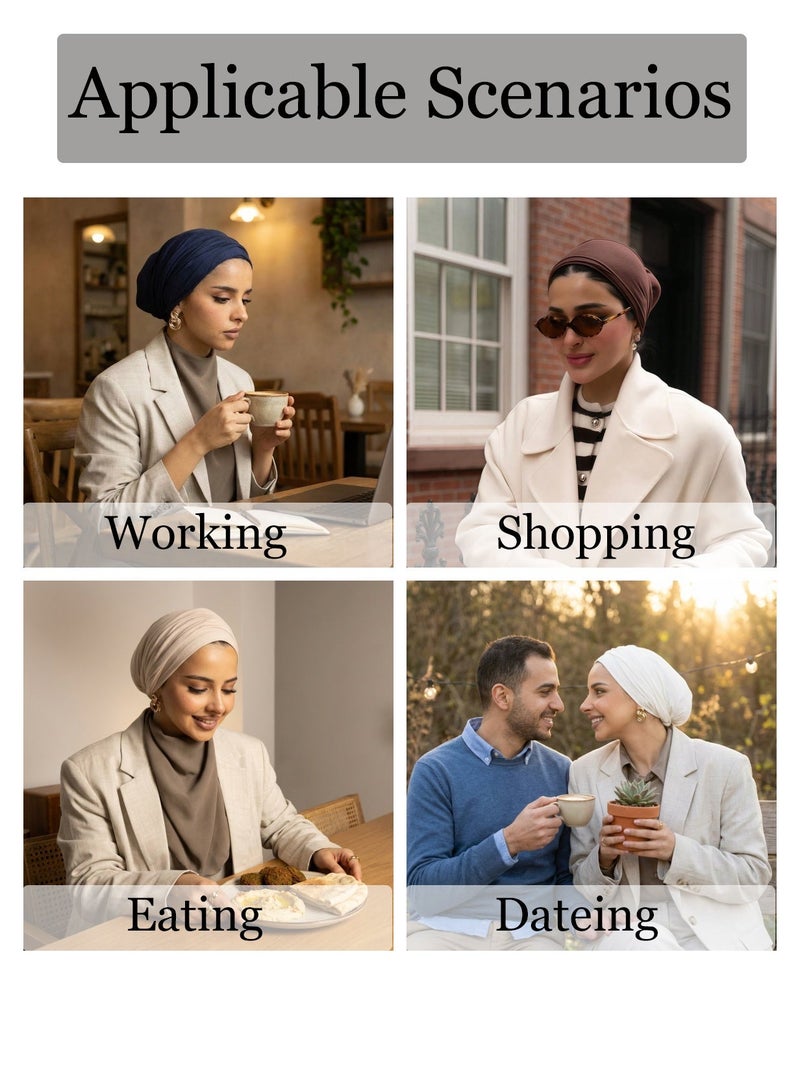 1PC Women Solid Color Hijab,Adjustable Styles, Stretch Headband Turban, Soft Breathable Cotton Fabric Comfortable For Daily Headscarf - Image 4